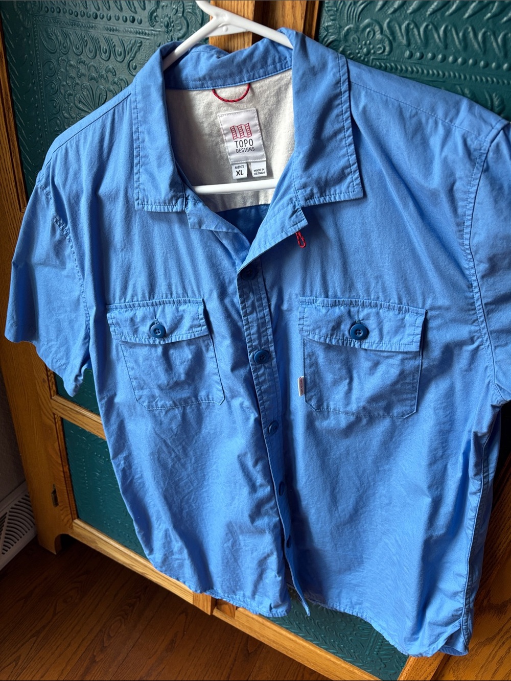 Topo Designs Men’s Short Sleeve Button-Down Shirt - Sky Blue